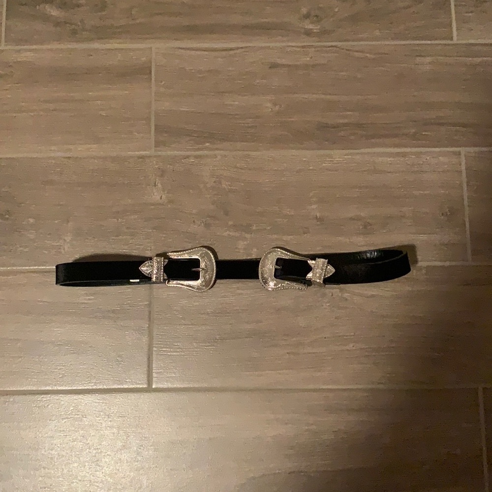 Skinny Felt Double Buckle Belt